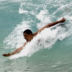 I wonder if he's competing in the Body Surfing Championships?