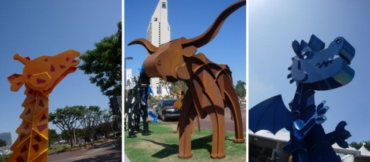 A herd of large, iron creatures in motion greet you on your way into the festival.