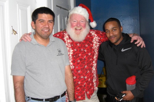 Baseball Santa (center) really cuts the image for a San Diego Santa, doesn't he?