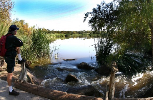 Santee Lakes with Hiker