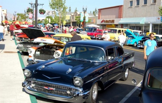 Cars Along the Street at Cajon Classic Cruise