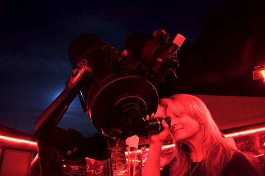 Woman Looking Through a Telescope