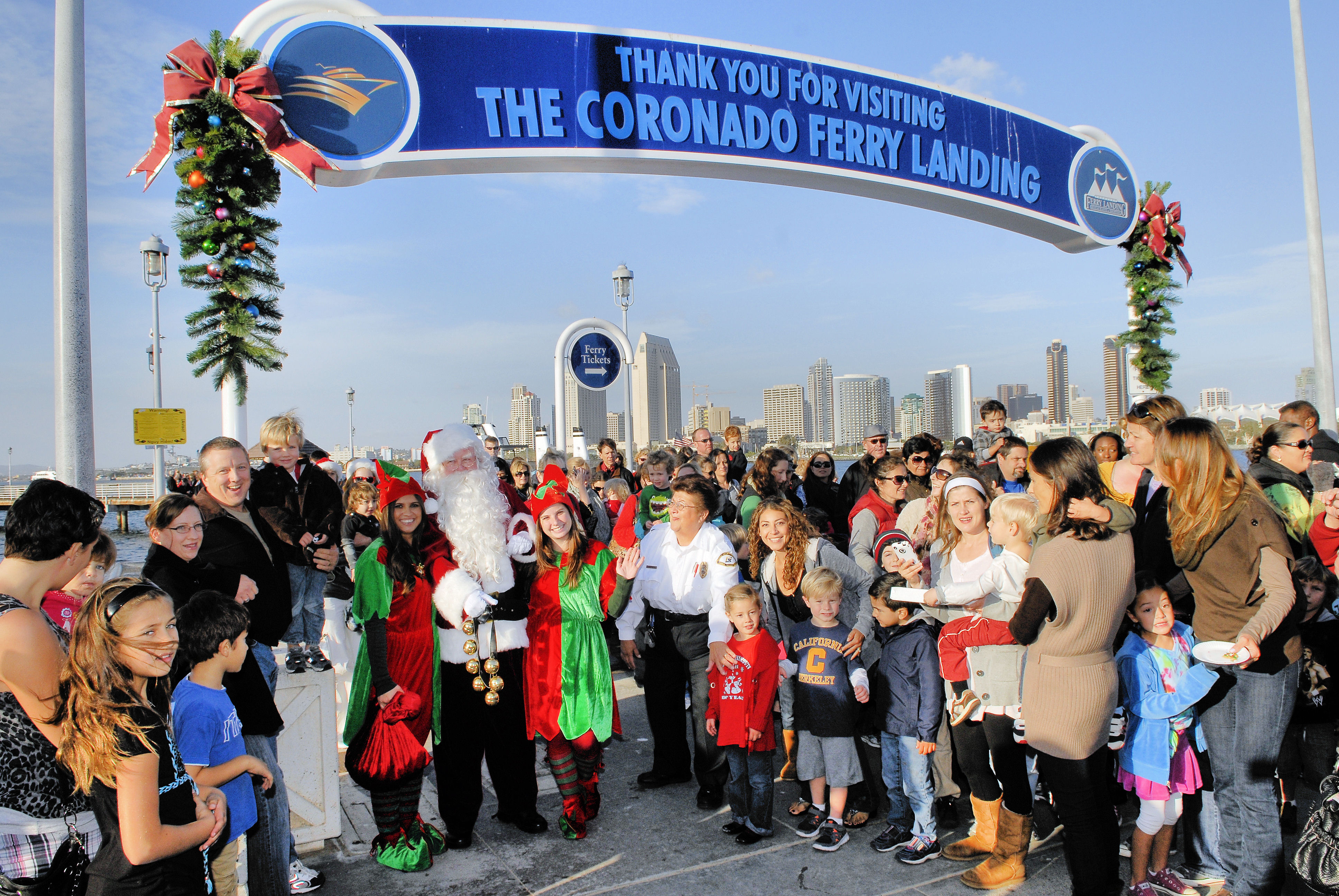 Santa Claus' festive arrival at the Coronado Ferry Landing!