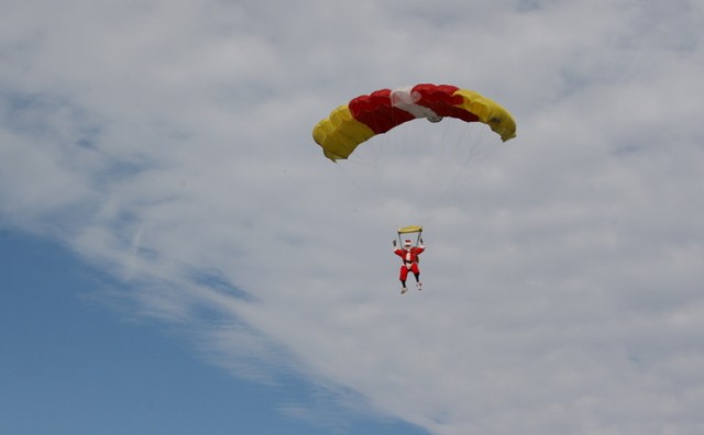 santa parachute jump