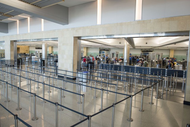 Expanded security checkpoint inside Terminal 2