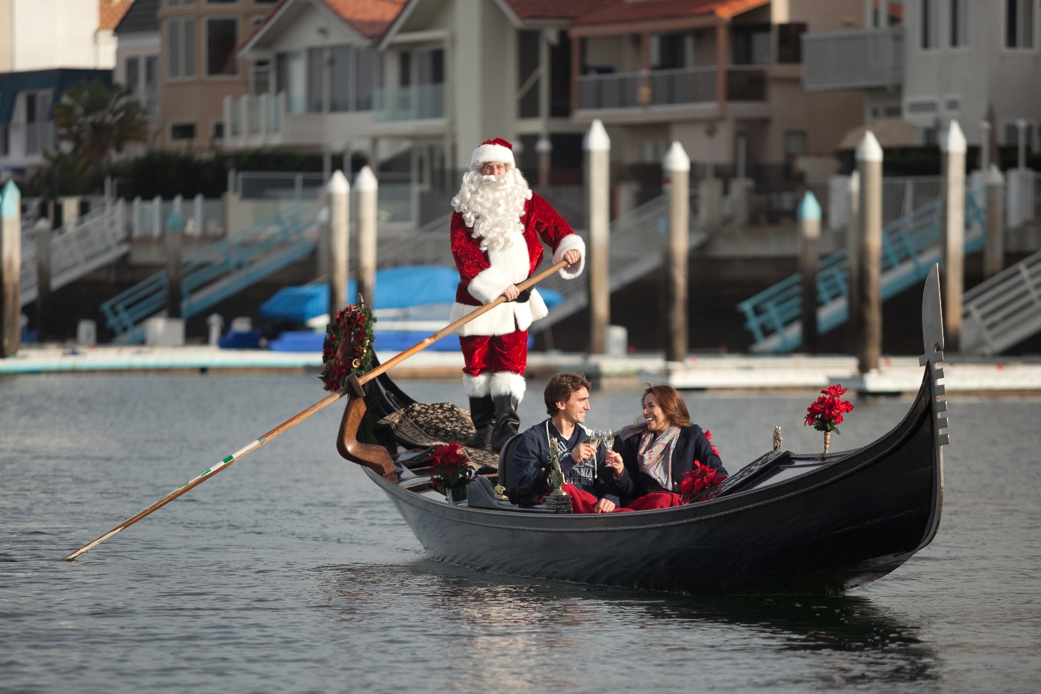 Singing Santa gondolier at Loews Coronado Bay Resort!