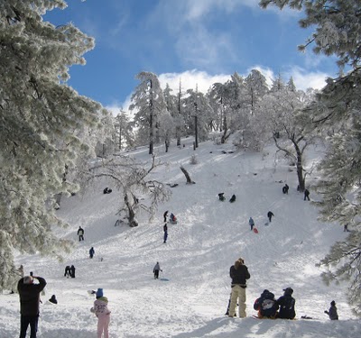 Sledding on Mount Laguna, off the Sunrise Highway.