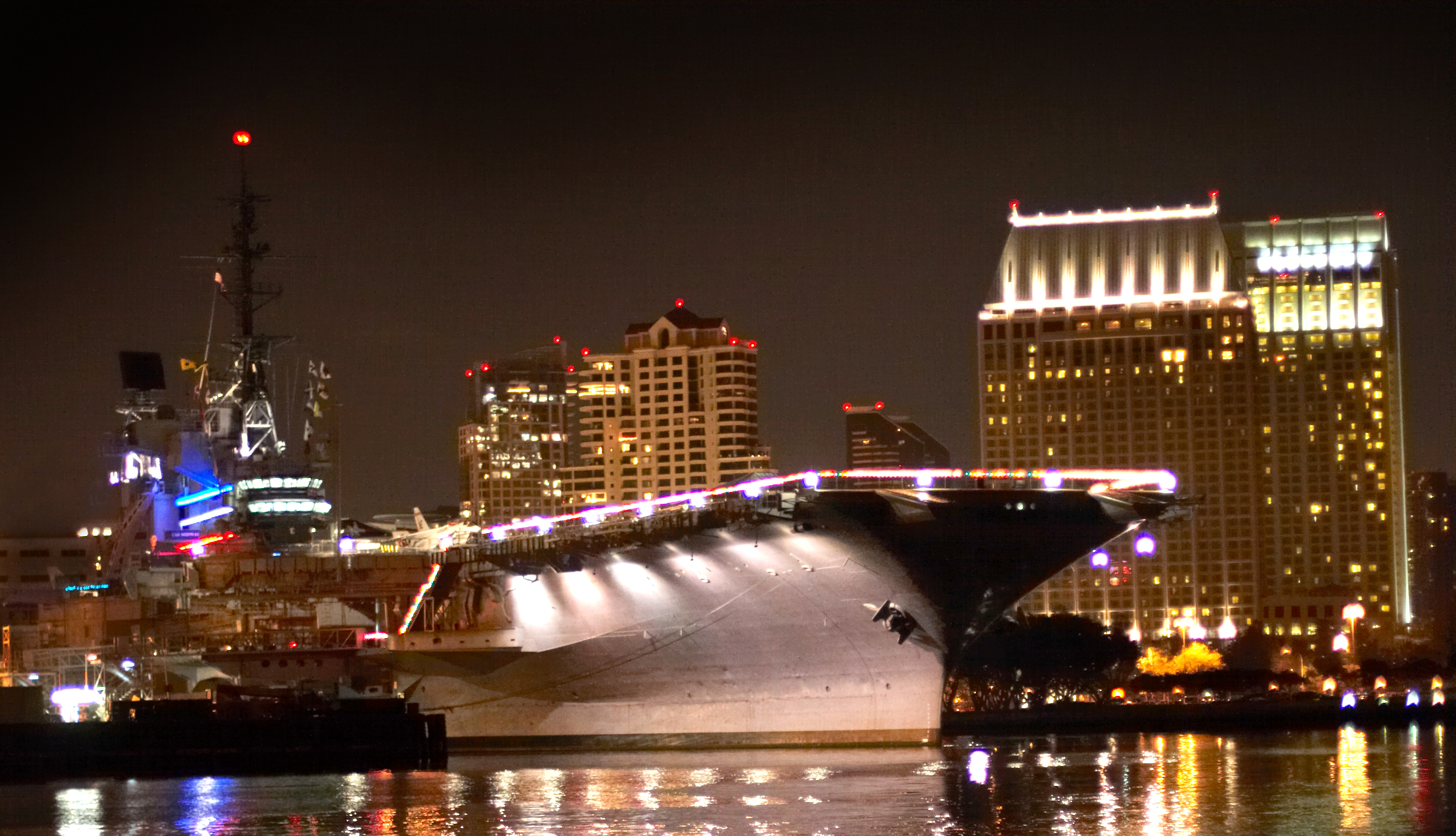 USS Midway Museum at Night