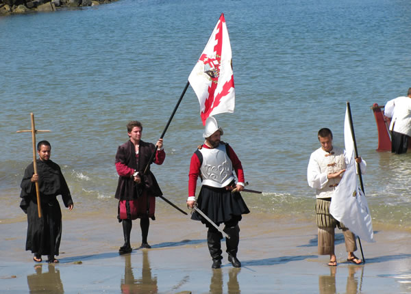 Historic reenactment of Cabrillo landing on the shores of San Diego Bay