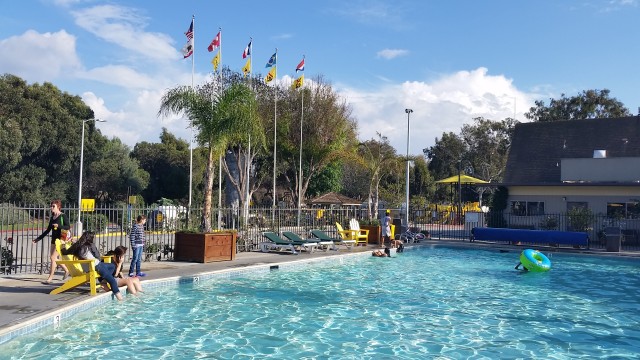 A heated pool and jacuzzi added to the glamour of our January camping weekend. 