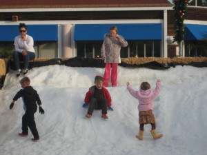 Children playing on Snow Mountain at the Coronado Ferry Landing