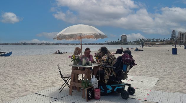 Family enjoying a accessible picnic at Mission Bay for Disability Pride Month