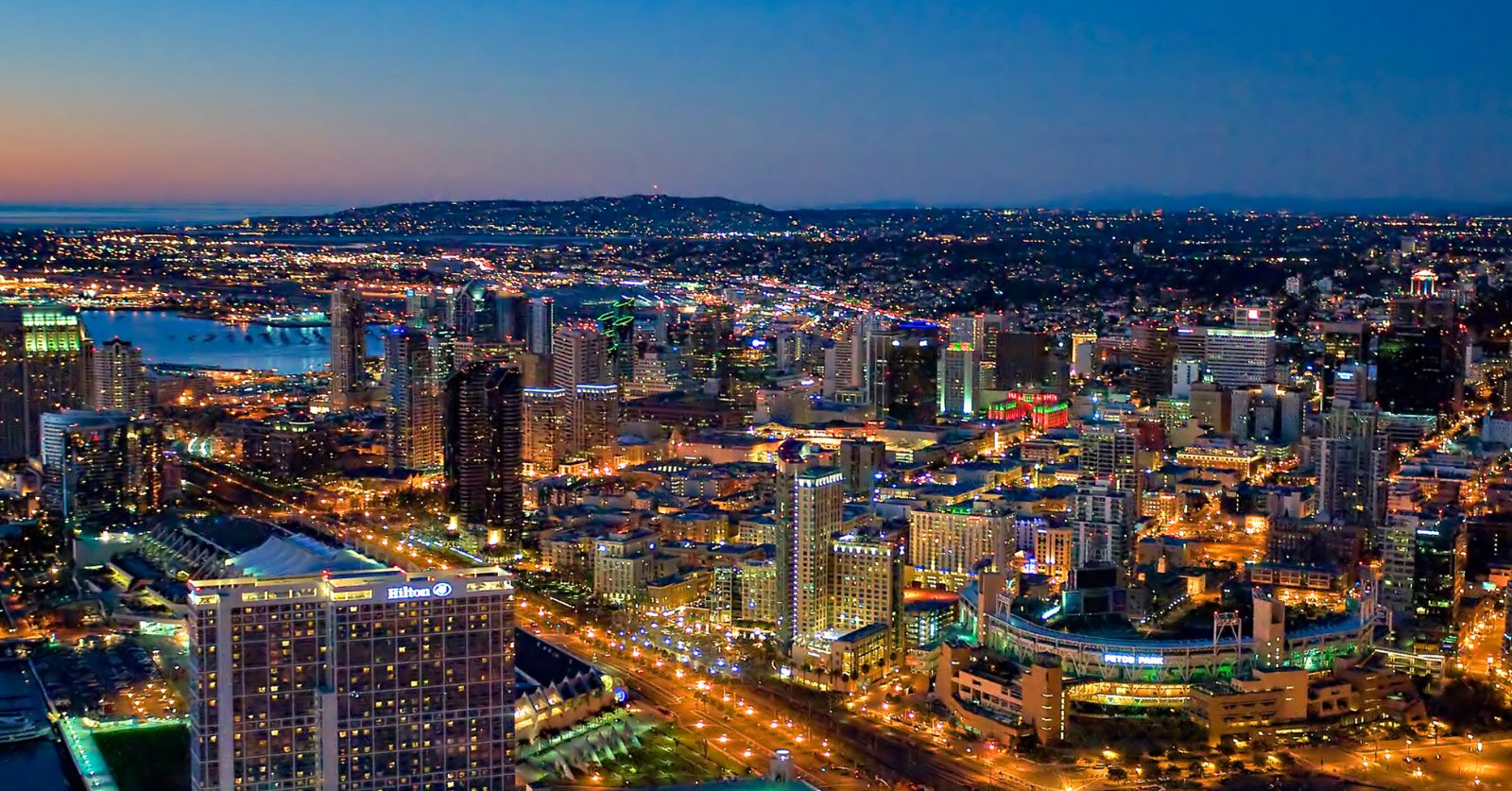 downtown at night